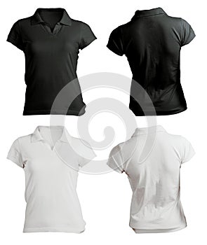 Women's Blank Black and White Polo Shirt Template