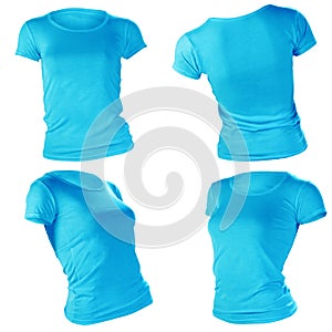 Women's blank blue t-shirt template