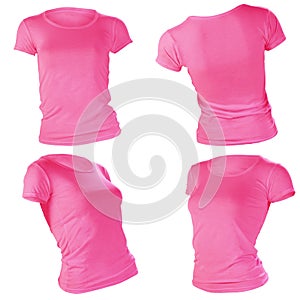 Women's blank pink t-shirt template