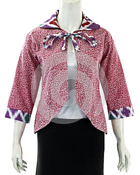 Women's blazer with red colors and loose sleeve sizes