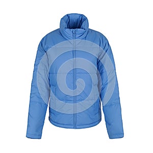 Women`s blue winter jacket with zipper