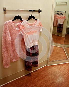 Women's clothes in dressing room