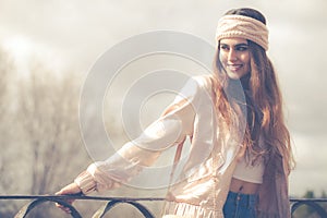 Women`s clothing. Beautiful young smiling woman.