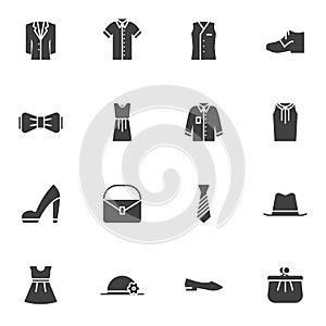 Women`s clothing vector icons set