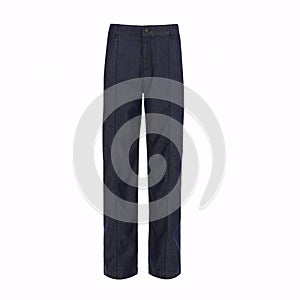 Women`s dark blue straight jeans pants