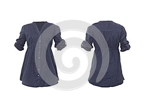 Women`s dark blue tunic isolated on a white