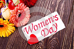 Women`s Day card with heart.