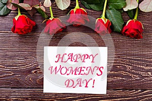Women`s Day card and roses.