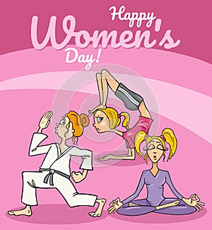 Women\'s Day design with funny cartoon women characters