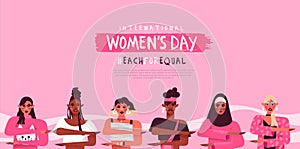 Women`s day each for equal diversity web template
