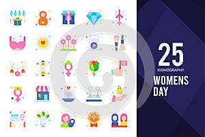25 Women's Day Flat icon pack. vector illustration