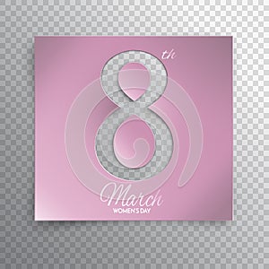 Women`s day greeting card cuted pink template