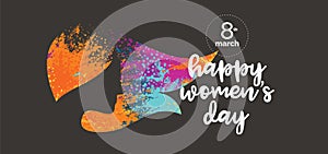 Women`s Day logo design with silhouette of a woman`s head.