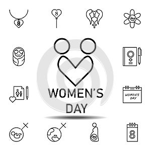 Women\'s day, love, girl, man, women\'s day icon. Simple thin line, outline vector element of Women\'s day, 8 march icons set for 