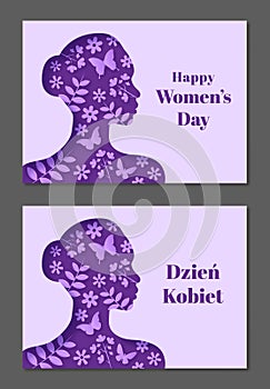 Women\'s Day. Paper cut. Polish and english version.