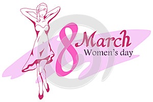 Women`s Day Set. Happy Women Day Lettering. 8 March.