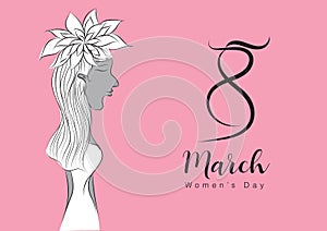 Women`s day vector template can be use poster, flyer, banner, Postcard, greeting card, brochures. 8 march