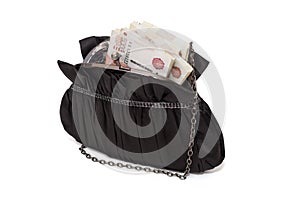 Women\'s evening handbag and money