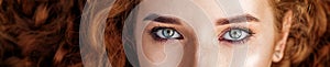 Women`s eyes. Banner for the site. The concept of fashion, beauty, cosmetics and care