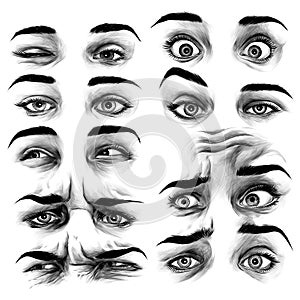 Women`s eyes sketch vector graphic