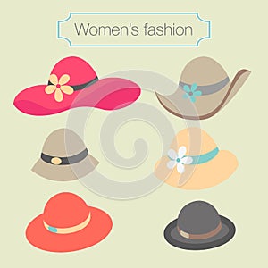 Women's fashion collection of hats