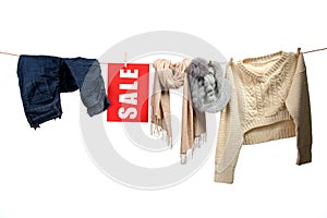 Women's fashion sale on the clothesline
