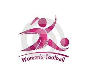 Women's football (soccer) logo. Vector template