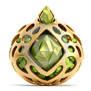 Women\'s gold jewellery. Green stones emerald.