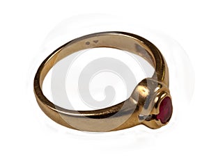 Women's gold ring with ruby