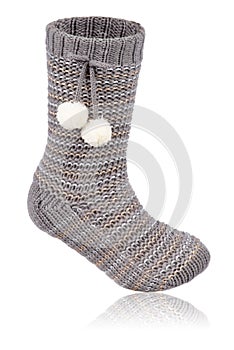 Women`s gray sherpa winter socks