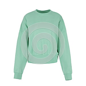 Women`s green sweatshirt with long sleeves