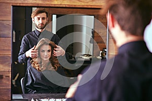 Women's haircut. hairdresser, beauty salon photo