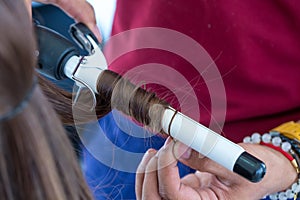 Women`s haircut. hairdresser, beauty salon.soft and blur style for background.blur image of people at haircut shop.