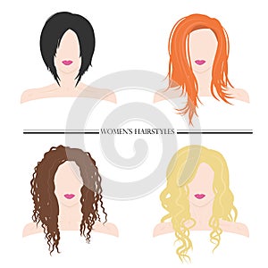 Women's hairstyles. Types of female hairstyles. Vector illustration