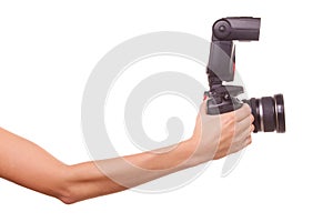 Women's hands holding the camera.