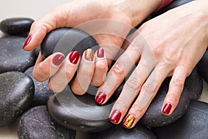 Women`s hands with a nice manicure