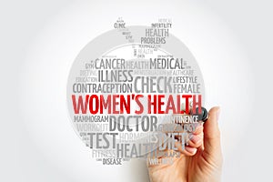 Women`s Health apple word cloud collage, medical concept background