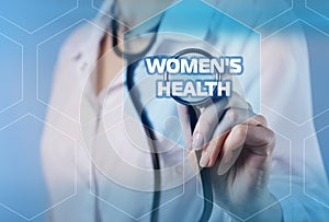 Women`s health. Medical Healthcare concept on virtual screen