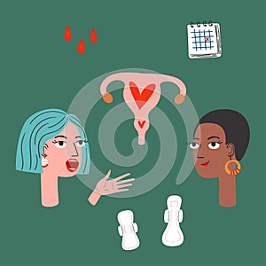 Women`s health during period conceptual vector illustration.