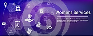 Women`s Health Services Icon Set Web Header Banner - Abstract De