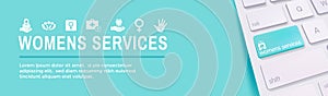 Women`s Health Services Icon Set Web Header Banner - Abstract De