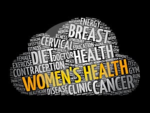 Women`s Health word cloud collage, medical concept background