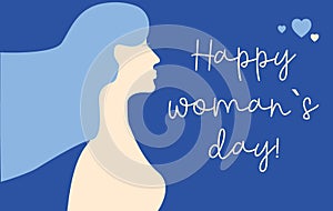 Women`s History Month. International women`s day poster. Postcard on March 8.  Woman sign. Elegant greeting card design with illus