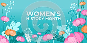 Women`s History Month. Vector banner, poster, flyer, greeting card for social media with the text Women s History Month, march. photo