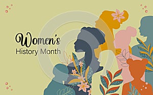 Women\'s History Month. Women of different ages, nationalities and religions come together.