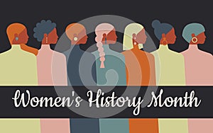 Women\'s History Month. Women of different ages, nationalities and religions come together.