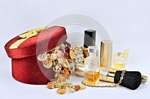 Women's jewelry, perfumes and cosmetics