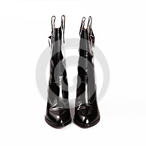 Women`s leather black boots