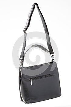 Women`s leather black handbag