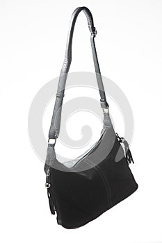 Women`s leather black handbag